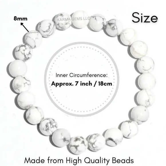 NWT POMINA KARMA BEADED BRACELET - WHITE 🤍 HOWLITE, Sz.OS, BNWTIB - Picture 6 of 11